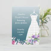 Lush Bloemen en Jurk Bruids Douche Uitnodiging (Staand voorkant)