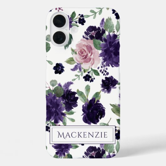 Lush Blossom | Monogram Paars en roze patroon Case-Mate iPhone Case (Achterkant)