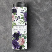 Lush Blossom | Monogram Paars en roze patroon Thermosbeker