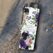 Lush Blossom | Monogram Paars en roze patroon Thermosbeker