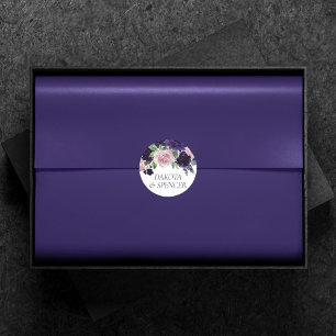 Lush Blossom   Paarse en roze Floral Bouquet Ronde Sticker
