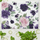 Lush Blossom | Paarse en roze Floral Shimmer Theedoek (Gevouwen)