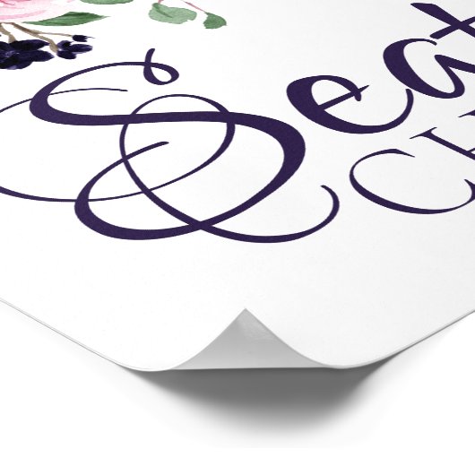 Lush Blossoms Purple and Pink Seating Chart Sign Poster (Hoek)