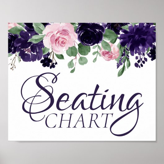 Lush Blossoms Purple and Pink Seating Chart Sign Poster (Voorkant)