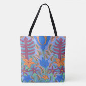 Lush Blue Bohemian Floral Garden Canvas tas (Voorkant)