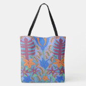 Lush Blue Bohemian Floral Garden Canvas tas (Achterkant)