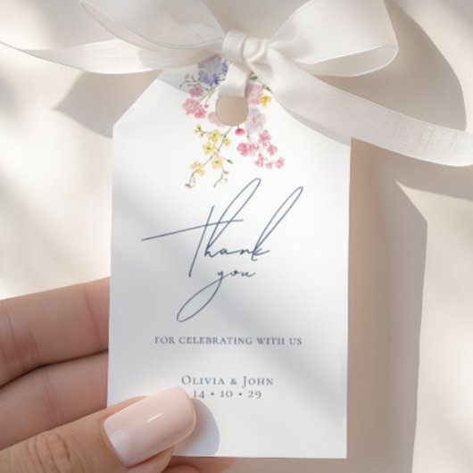 Lush Blue Boho Wildflowers Elegant Wedding Cadeaulabel