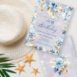 Lush Blue White Waterverf Floral 90th Birthday Kaart<br><div class="desc">Nodig uw gasten uit voor een speciaal verjaardagsfeestje met dit weelderige blauw-witte waterverf bloemontwerp. Blauwe kalligrafie en belettering voegen toe aan de elegante stijl. Dit artikel maakt deel uit van het Lush Blue and White Waterverf Floral Collectie. Het bevat sjablonen waarmee u snel een unieke uitnodigingssuite en bijpassende feestbenodigdheden kunt...</div>