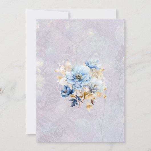 Lush Blue White Waterverf Floral 90th Birthday Kaart (Achterkant)