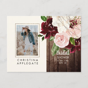 Lush Blush & Burgundy Photo Vrijgezellenfeest Brie Briefkaart