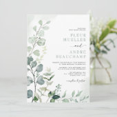 Lush Boho Botanical Greenery Eucalyptus Wedding Kaart (Staand voorkant)