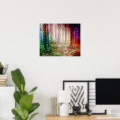 Lush Bossen Forest Landscape Painting Poster (Thuiskantoor)
