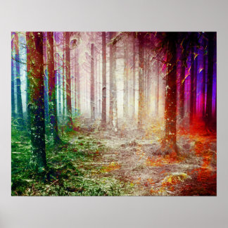 Lush Bossen Forest Landscape Painting Poster