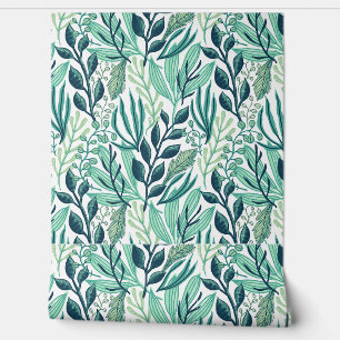 Lush Botanische zomer groene bladeren Wallpaper Behang