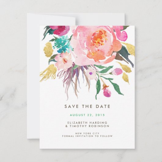 Lush Bouquet Wedding Save the Date (Voorkant)