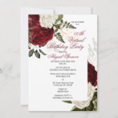 Lush Bourgondië Floral virtueel verjaardagsfeest Kaart (Voorkant)