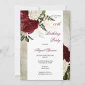 Lush Bourgondië Floral Volwassen Verjaardagsfeest Kaart (Voorkant)