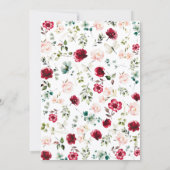 Lush Burgundy Blush Roses Floral Boho Wedding  Kaart (Achterkant)