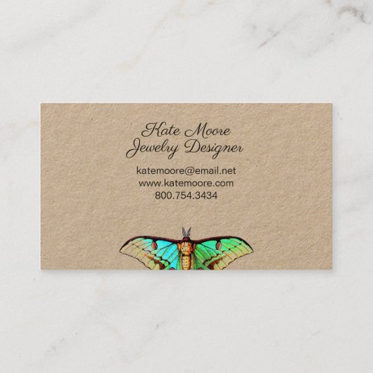 Lush Butterfly Logo Kraft Sieradenontwerper Contactkaartje (Achterkant)