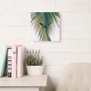 Lush Caribbean Palm 3 #palm#tropisch Vierkante Klok