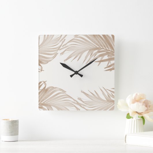 Lush Caribbean Palm Collage 3 Vierkante Klok (Huis)