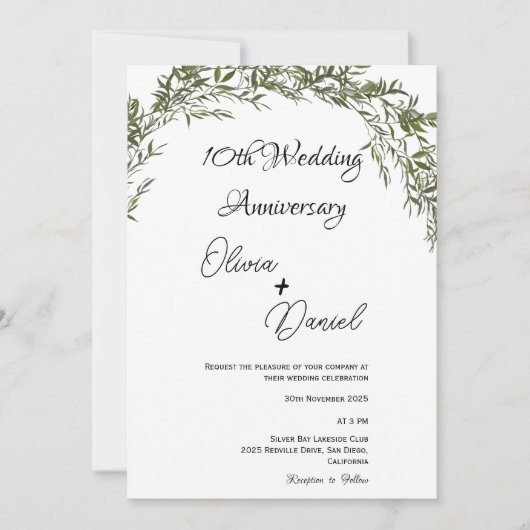 Lush Classic Greenery Wedding Jubileum Kaart (Voorkant)