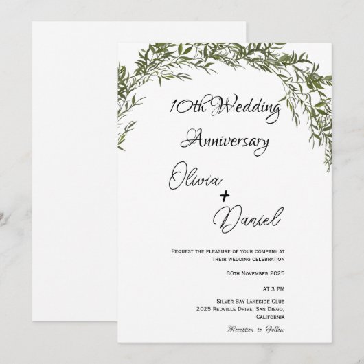 Lush Classic Greenery Wedding Jubileum Kaart (Voorkant / Achterkant)