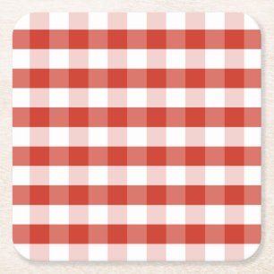 Lush Dahlia Red & White Gingham Check Pset Kartonnen Onderzetters