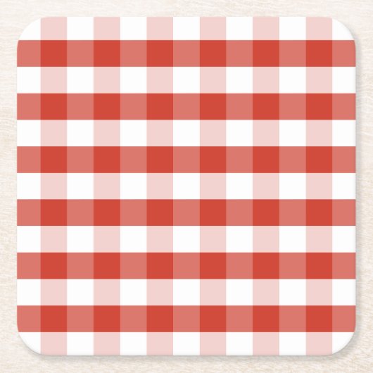 Lush Dahlia Red & White Gingham Check Pset Kartonnen Onderzetters (Voorkant)