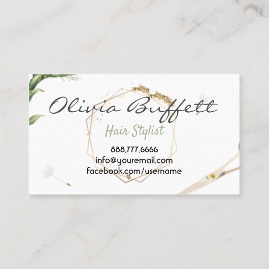 Lush Dandelion Greenery Roos Gold natuur Visitekaartje (Achterkant)