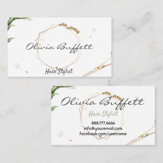 Lush Dandelion Greenery Roos Gold natuur Visitekaartje (Voorkant / Achterkant)