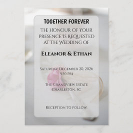 Lush Deep Red Rose Bouquet Moody Romantic Wedding Kaart