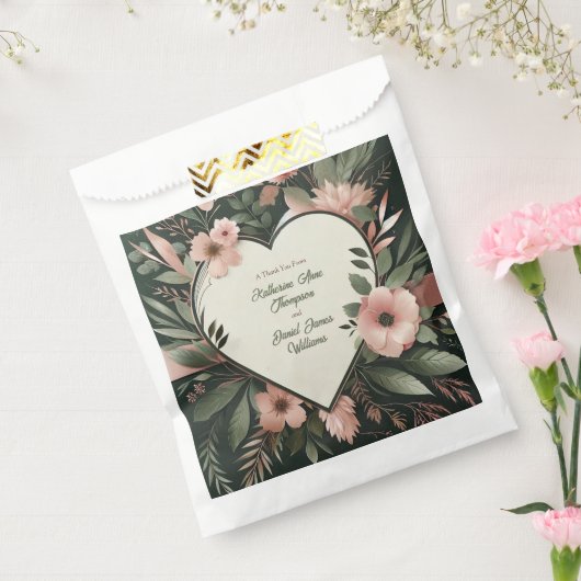 Lush Donkergroen en Blush Roze Bloemenbruiloft Bedankzakje (Gezegeld)