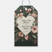 Lush Donkergroen en Blush Roze Bloemenbruiloft Cadeaulabel (Voorkant)