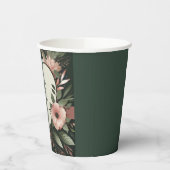 Lush Donkergroen en Blush Roze Bloemenbruiloft Papieren Bekers (Links)