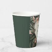 Lush Donkergroen en Blush Roze Bloemenbruiloft Papieren Bekers (Rechts)