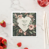 Lush Donkergroen en Blush Roze Bloemenbruiloft Servet (Insitu)