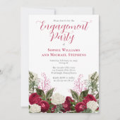 Lush Elegant Magenta Floral Engagement Party Kaart (Voorkant)