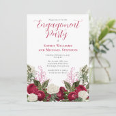 Lush Elegant Magenta Floral Engagement Party Kaart (Staand voorkant)