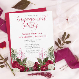 Lush Elegant Magenta Floral Engagement Party Kaart