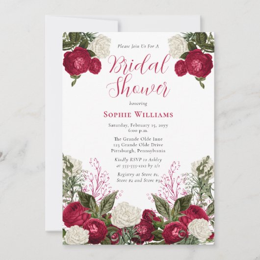 Lush Elegant Magenta Floral Vrijgezellenfeest Kaart (Voorkant)