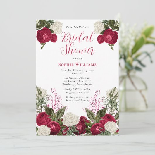 Lush Elegant Magenta Floral Vrijgezellenfeest Kaart (Staand voorkant)