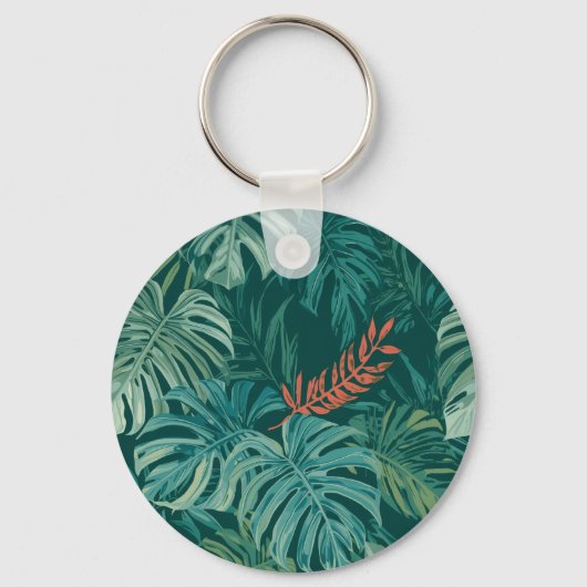 Lush Emerald Jungle Print Sleutelhanger (Voorkant)