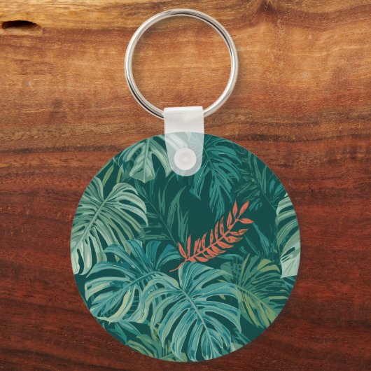 Lush Emerald Jungle Print Sleutelhanger (Voorkant)