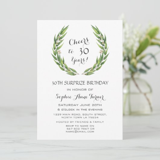 Lush Eucalyptus Foliage Wreath 30th Birthday Kaart (Staand voorkant)