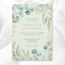 Lush Eucalyptus Greenery Light Sage Wedding Invita