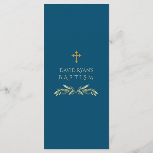 Lush Eucalyptus Greenery Wreath Gold Boy Baptisme Menu (Achterkant)