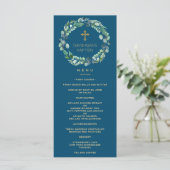 Lush Eucalyptus Greenery Wreath Gold Boy Baptisme Menu (Staand voorkant)