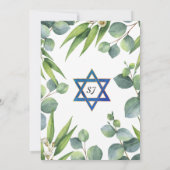 Lush Eucalyptus Leaves Star van David Bar Mitzvah Kaart (Achterkant)