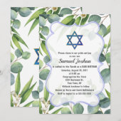Lush Eucalyptus Leaves Star van David Bar Mitzvah Kaart (Voorkant / Achterkant)